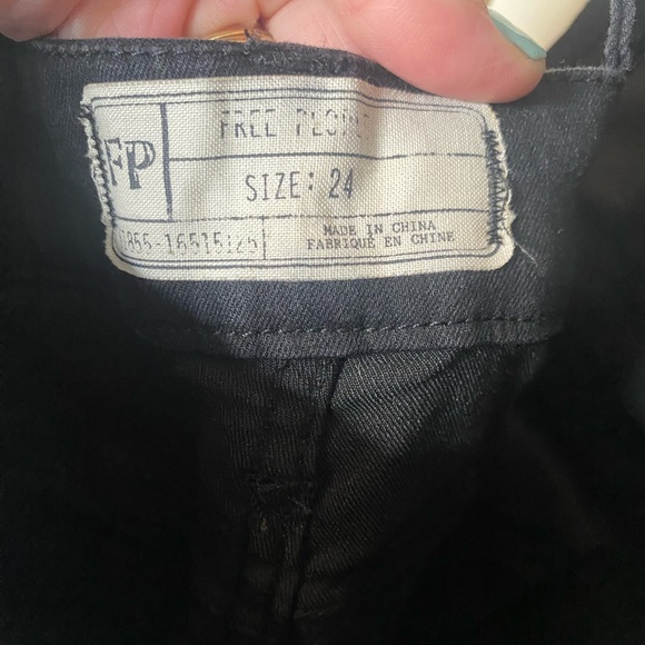 Free People Black Denim Overalls Size 24 - Picture 3 of 5